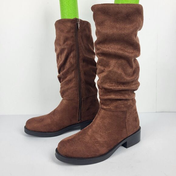 Steve Madden Jcecee Brown Faux Suede Boot Winter Stretchy Comfort Size 4 - Picture 1 of 12